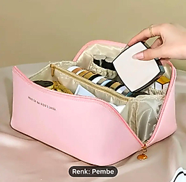 deri büyük boy makyaj çantası