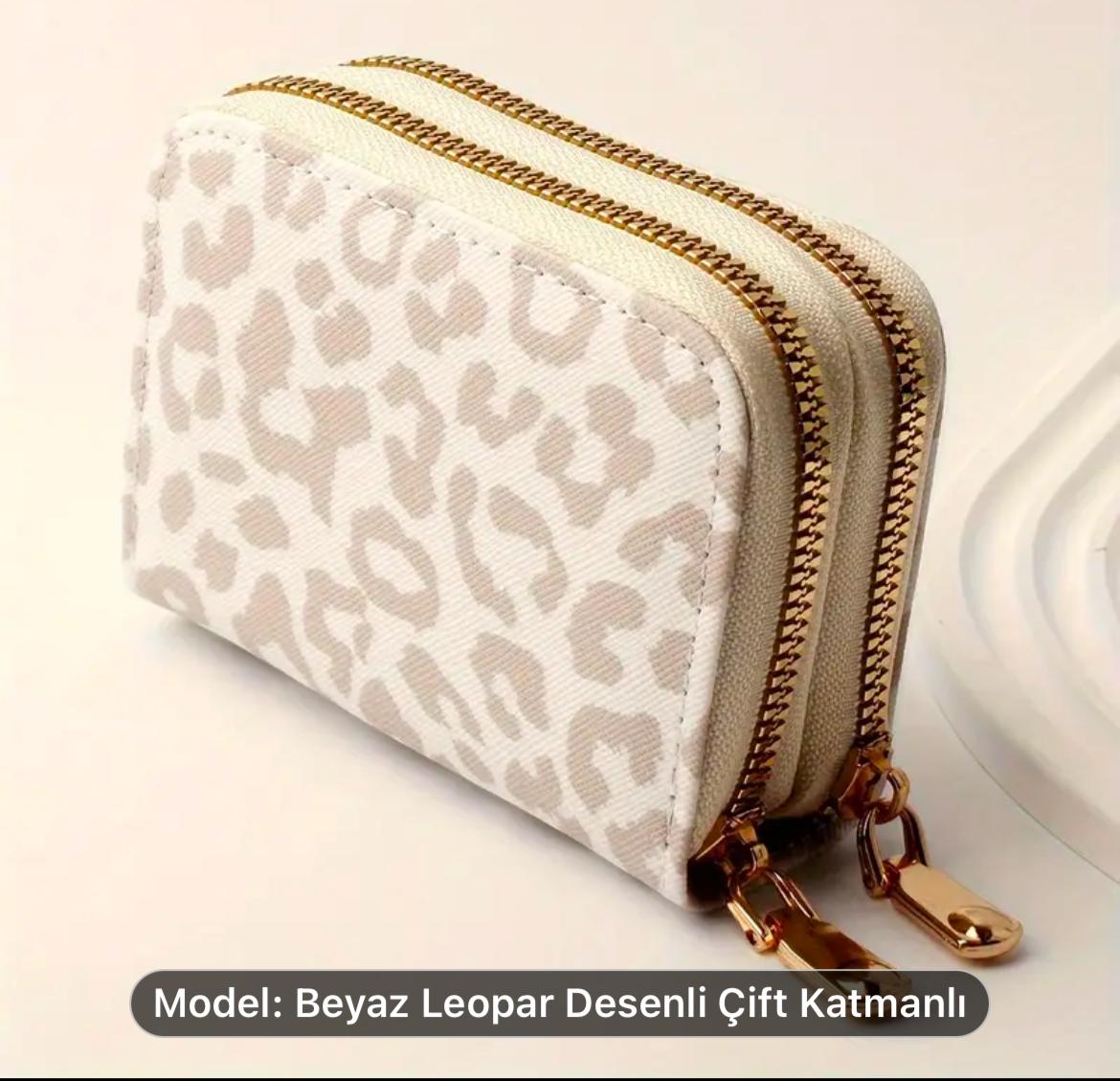 özel deri leopar cüzdan